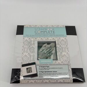 C.R. Gibson Scrapbook Complete Wedding Album 8x8 Black White Teal NEW Damask Kit